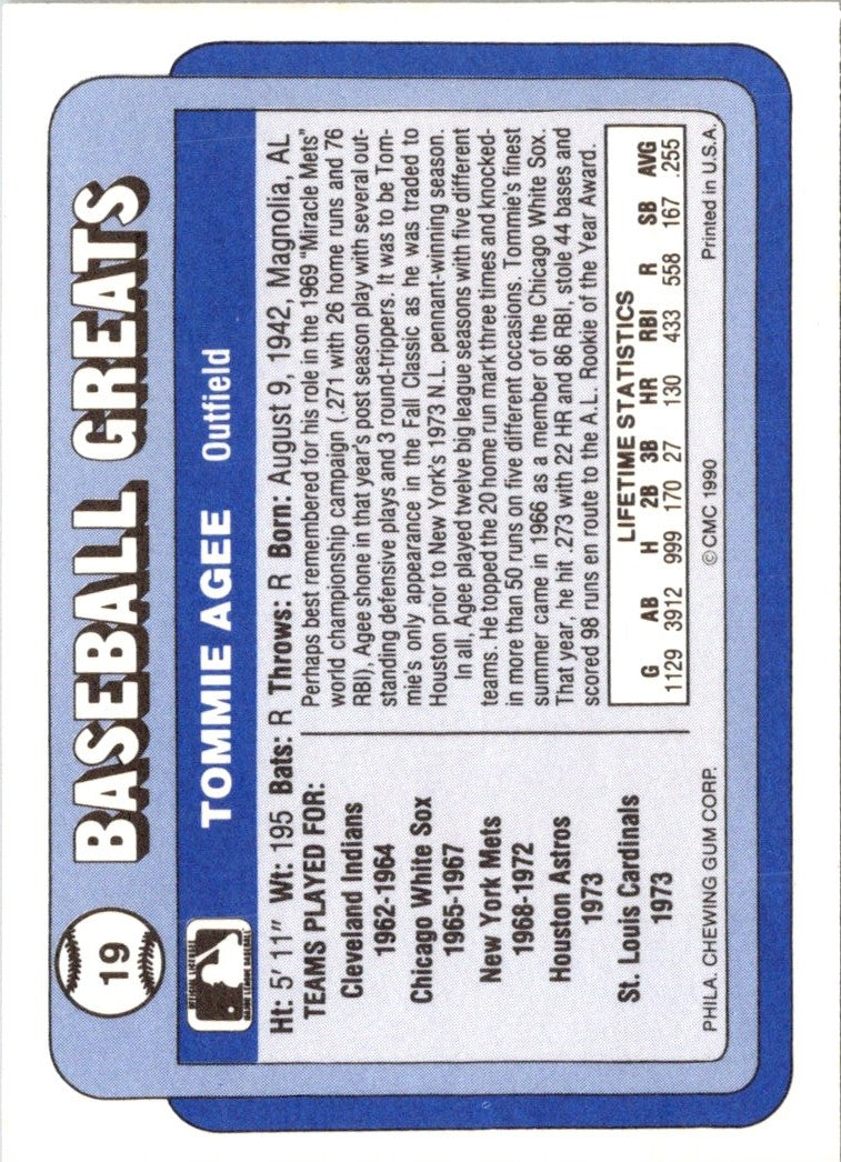 1990 Swell Baseball Greats Tommie Agee
