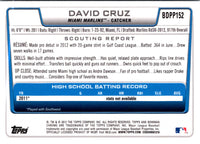 2012 Bowman Draft Picks & Prospects David Cruz #BDPP152