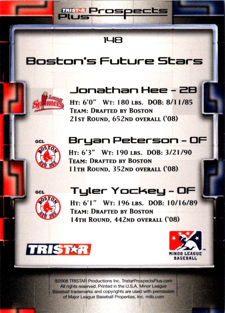 2008 TriStar Prospects Plus Bryan Peterson/Tyler Yockey/Jonathan Hee