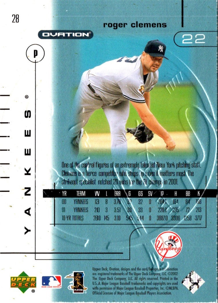 2002 Upper Deck Ovation Roger Clemens