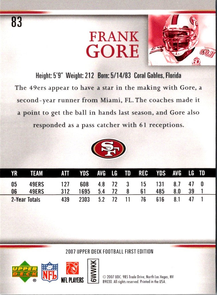 2007 Upper Deck First Edition Frank Gore