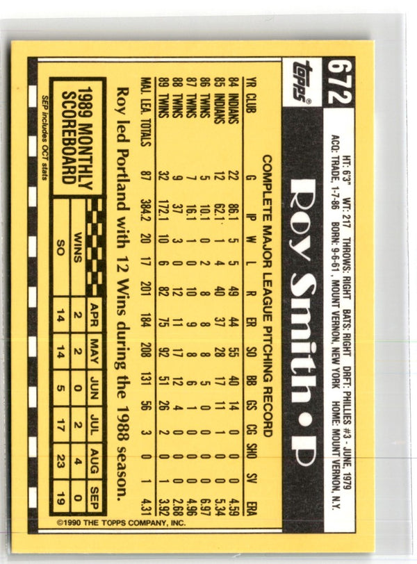 1990 Topps Tiffany Roy Smith #672