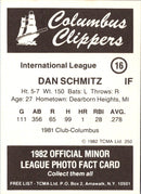 1982 TCMA Columbus Clippers Dan Schmitz