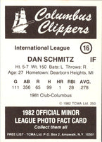 1982 TCMA Columbus Clippers Dan Schmitz #16