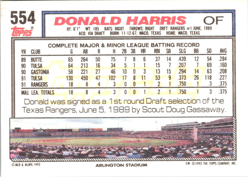 1992 Topps Donald Harris