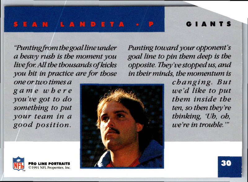 1991 Pro Line Portraits National Convention Sean Landeta