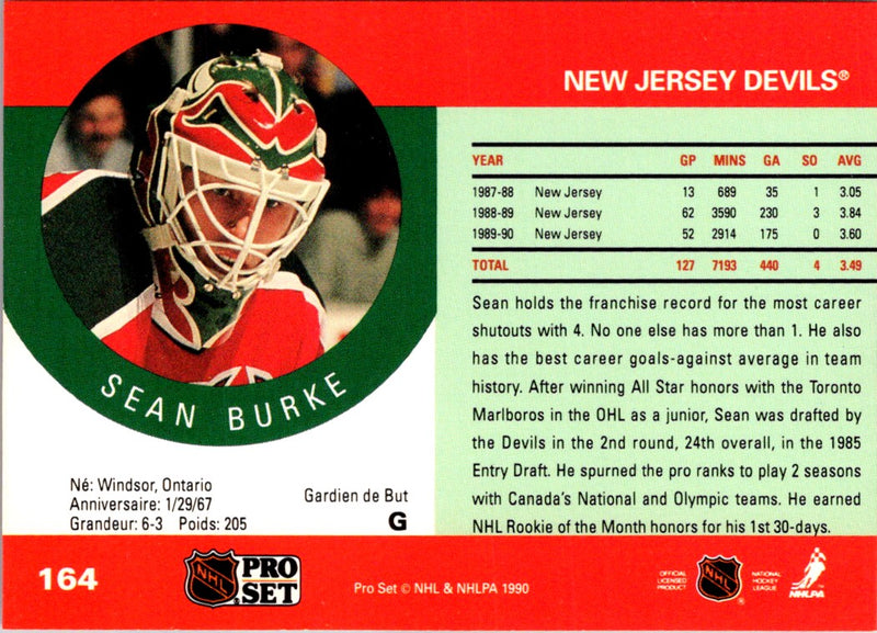 1990 Pro Set Sean Burke