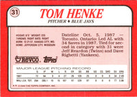 1988 Topps Revco League Leaders Tom Henke #31