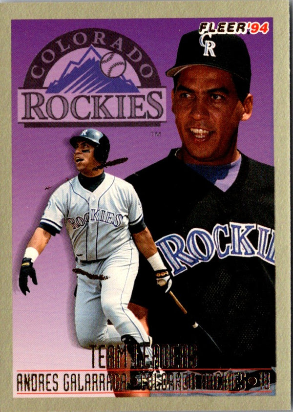 1994 Fleer Team Leaders Andres Galarraga #18