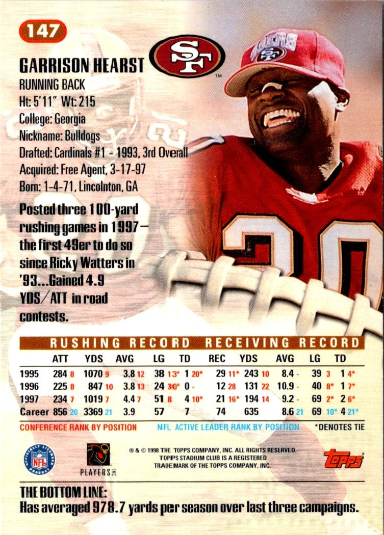 1998 Collector's Edge Advantage Garrison Hearst