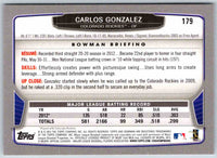 2014 Bowman Carlos Gonzalez #179