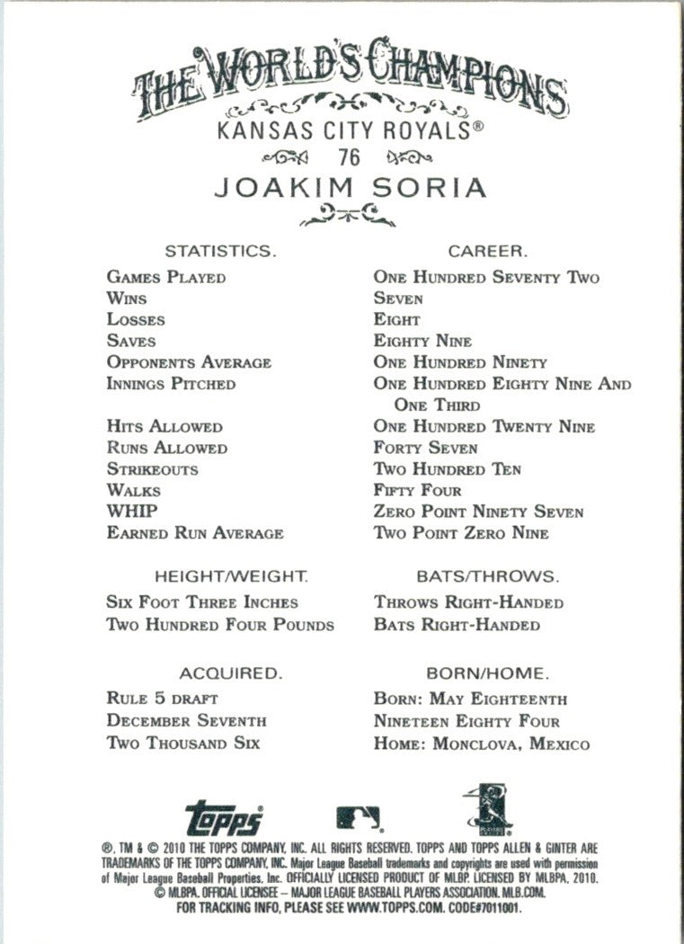 2010 Topps Allen & Ginter Joakim Soria