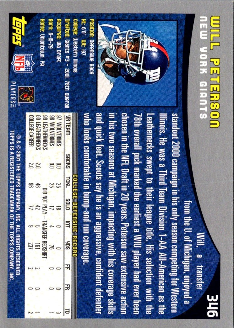 2001 Topps Will Peterson