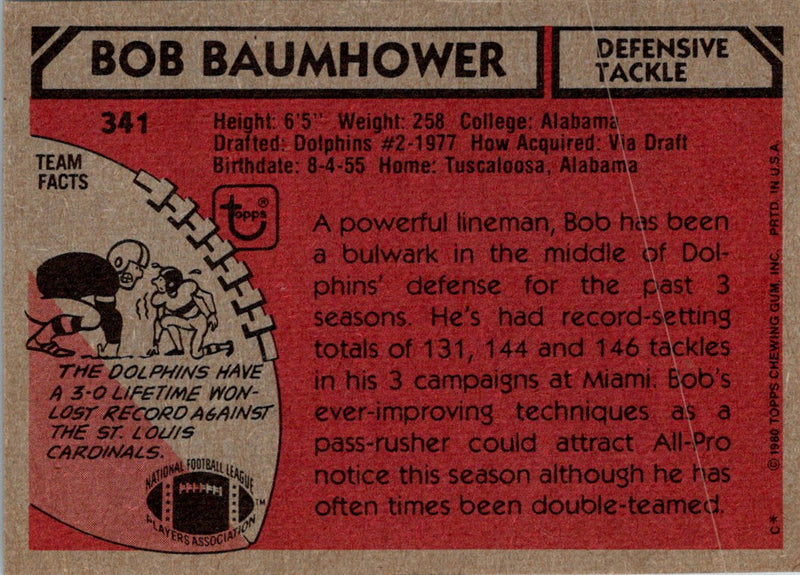 1980 Topps Bob Baumhower