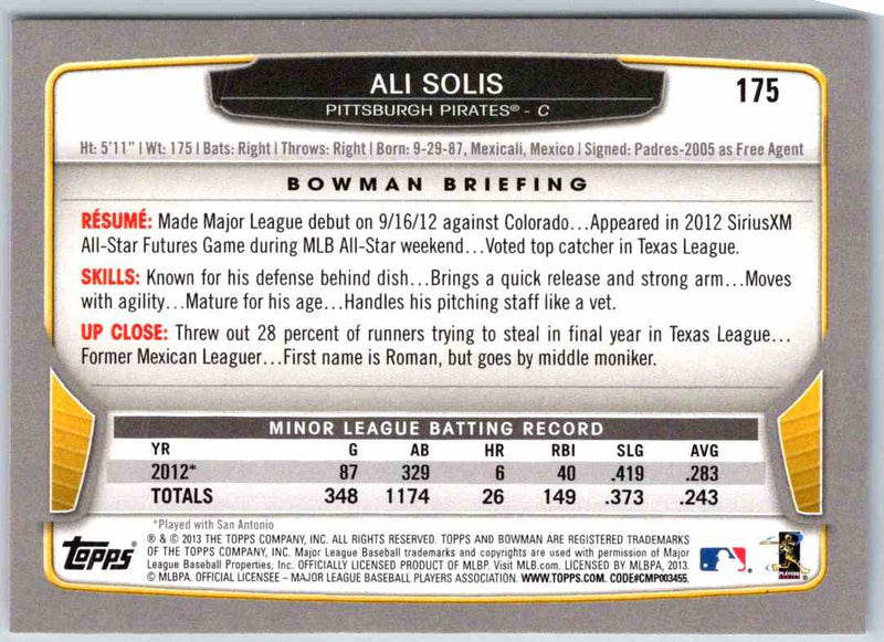 2013 Bowman Ali Solis