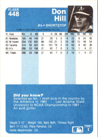 1984 Fleer Don Hill #448 Rookie