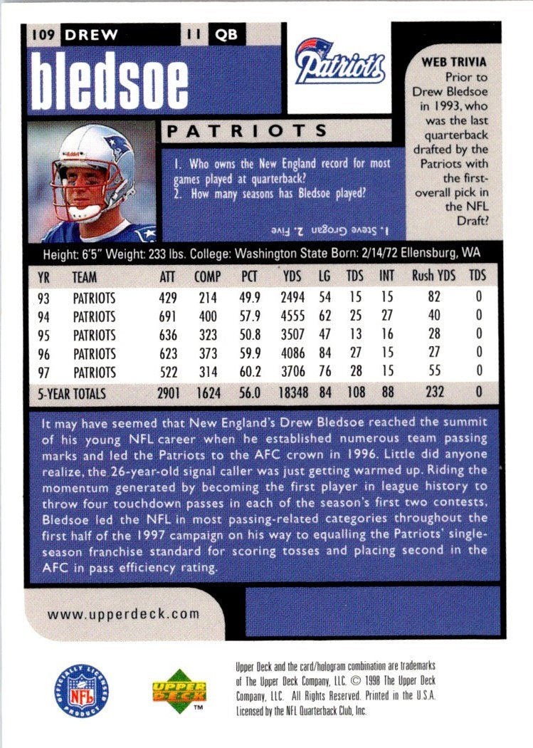 1998 UD Choice Drew Bledsoe