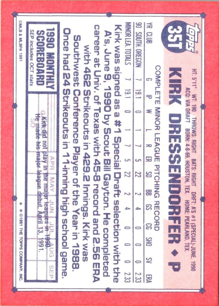 1991 Topps Traded Kirk Dressendorfer