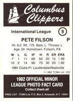 1982 TCMA Columbus Clippers Pete Filson #9