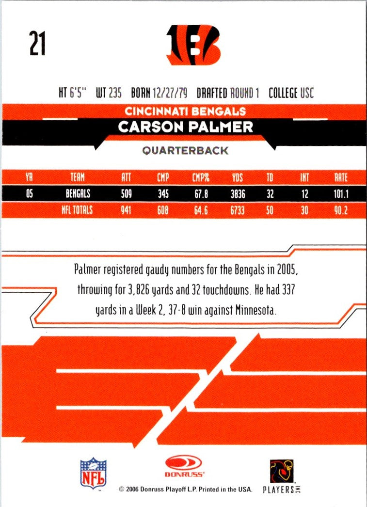 2006 Leaf Rookies & Stars Longevity Carson Palmer