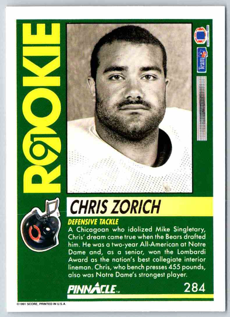 1991 Pinnacle Chris Zorich