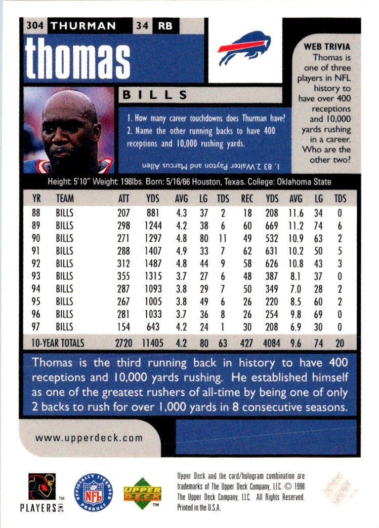 1998 UD Choice Thurman Thomas