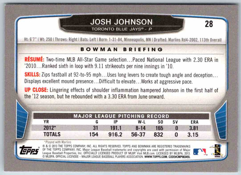 2013 Bowman Josh Johnson