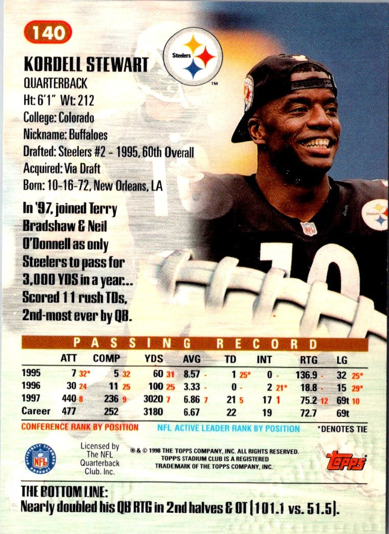 1998 Stadium Club Kordell Stewart