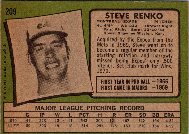 1971 Topps Steve Renko