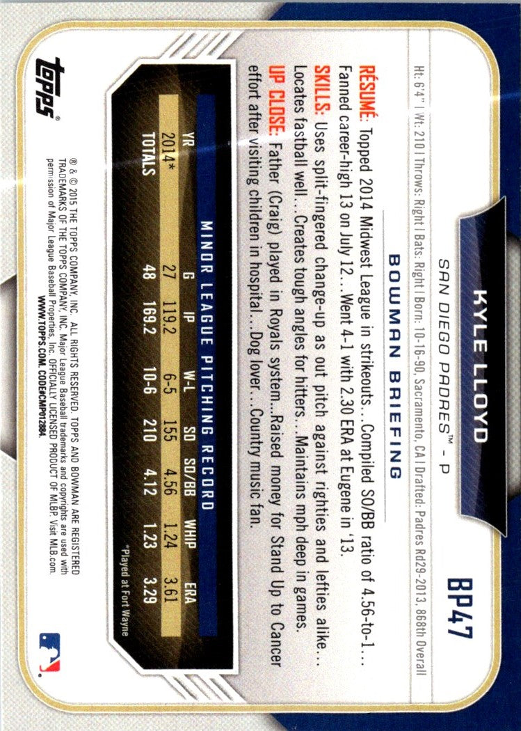 2015 Bowman Prospects Kyle Lloyd