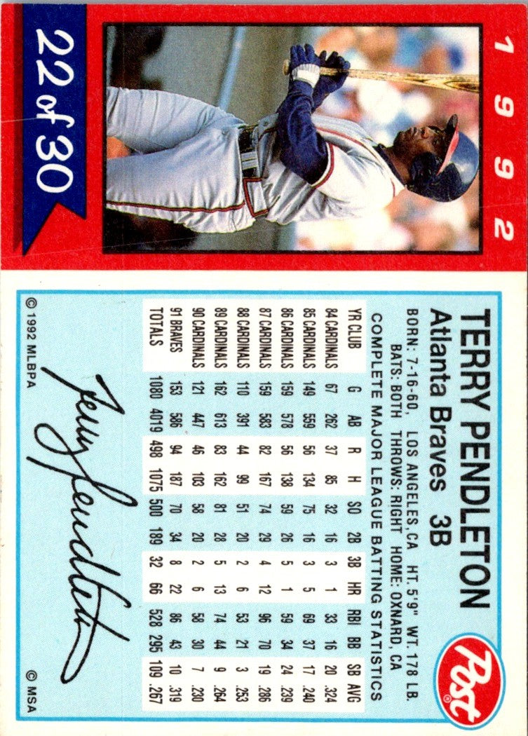 1992 Post Cereal Terry Pendleton