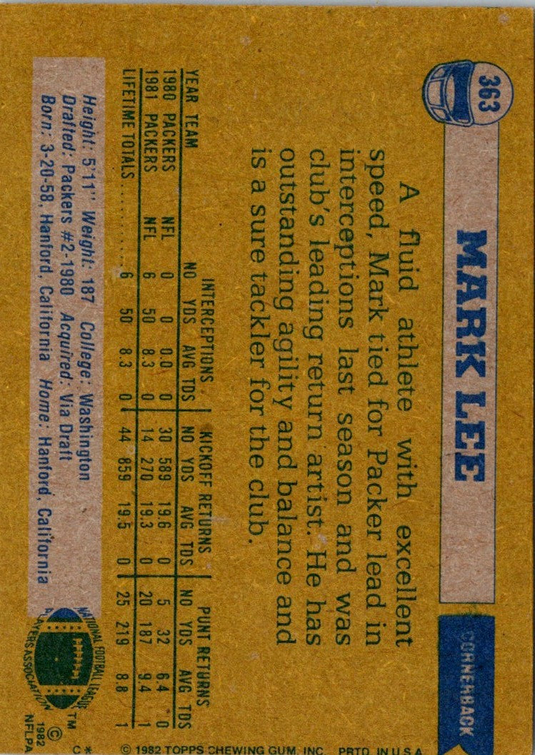 1982 Topps Mark Lee