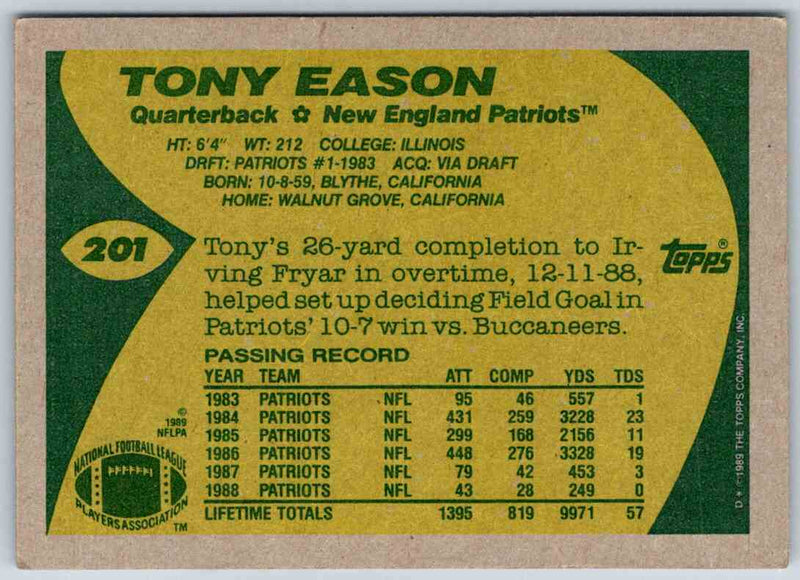 1989 Topps Tony Eason