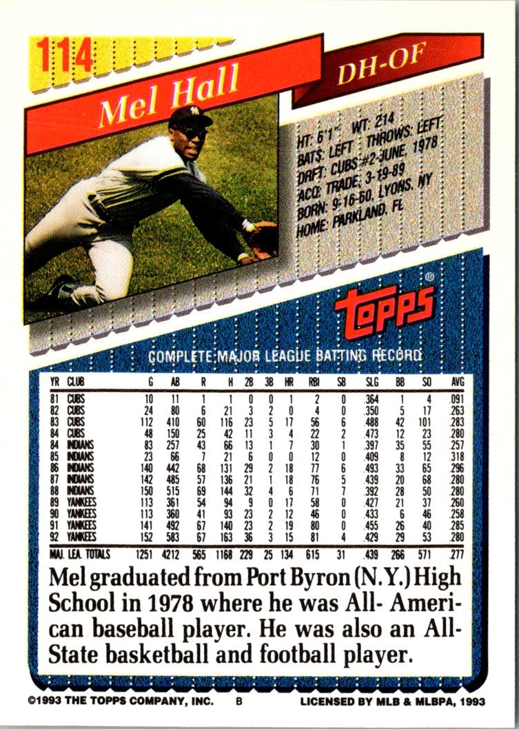 1993 Topps Gold Mel Hall