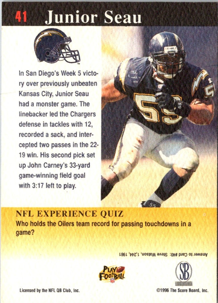 1997 Score Board NFL Experience Junior Seau