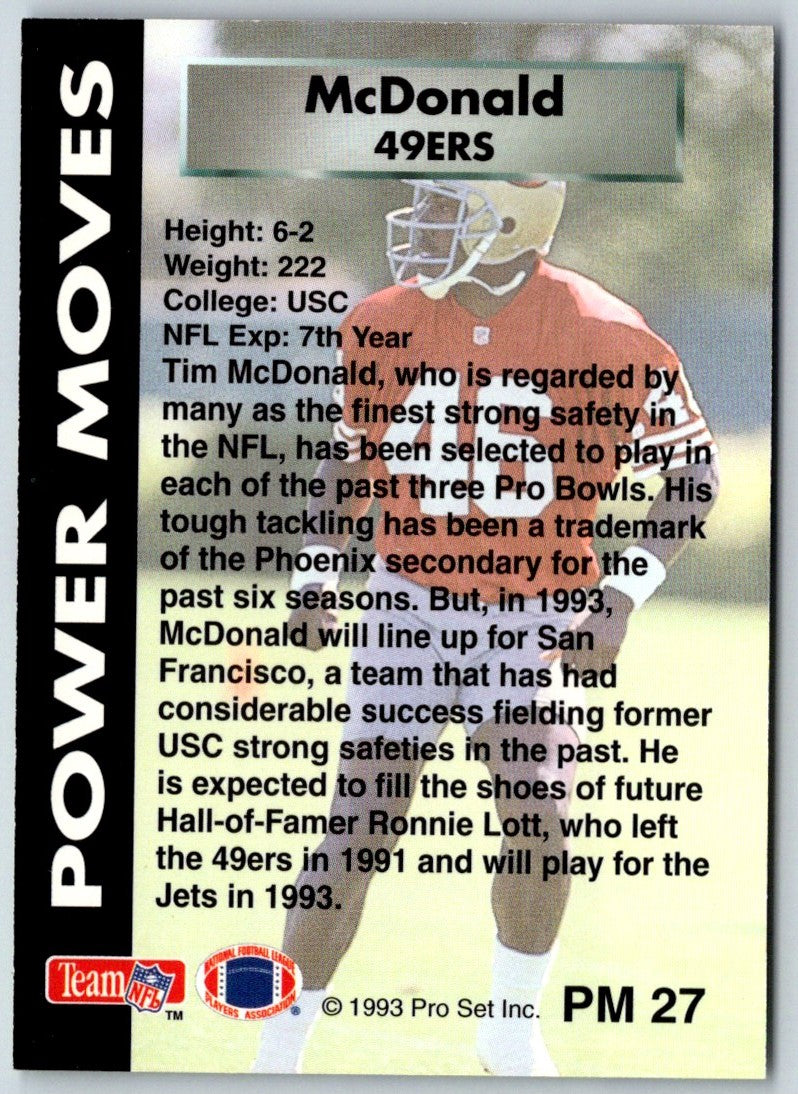 1993 Pro Set Power Moves Gold Tim McDonald