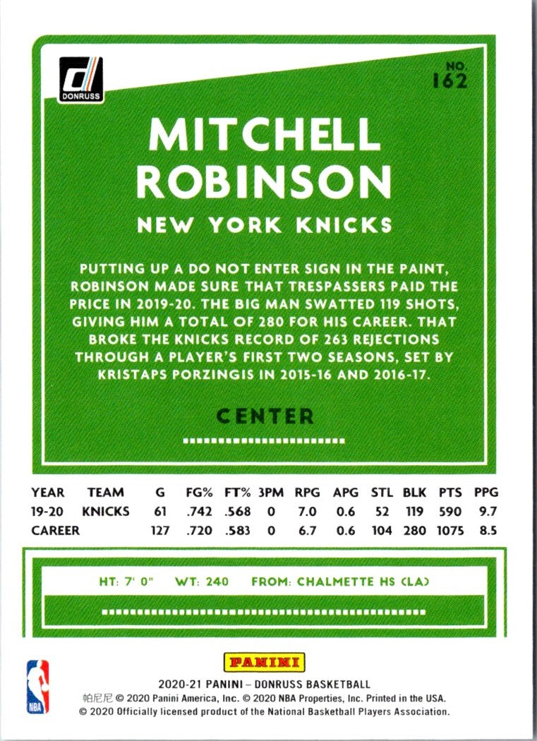 2020 Donruss Mitchell Robinson