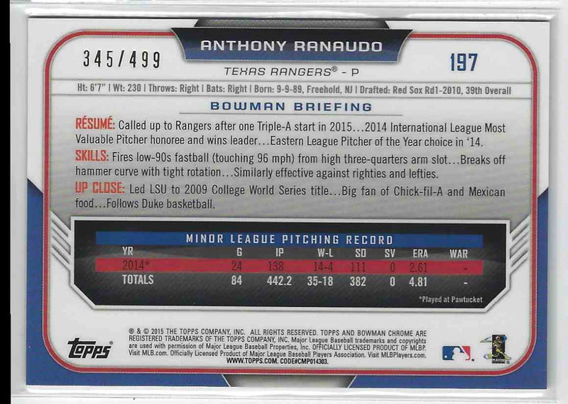 2015 Bowman Chrome Anthony Ranaudo