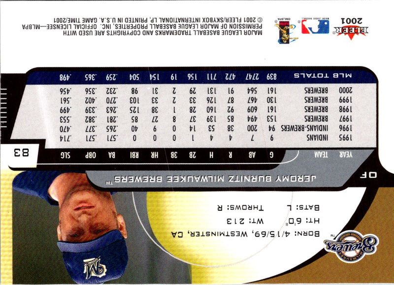 2001 Fleer Game Time Jeromy Burnitz