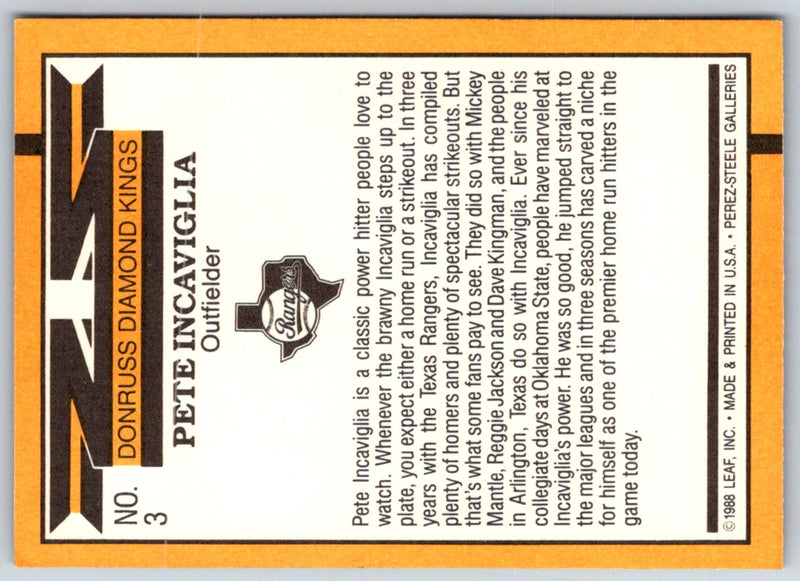 1989 Donruss Diamond Kings Pete Incaviglia