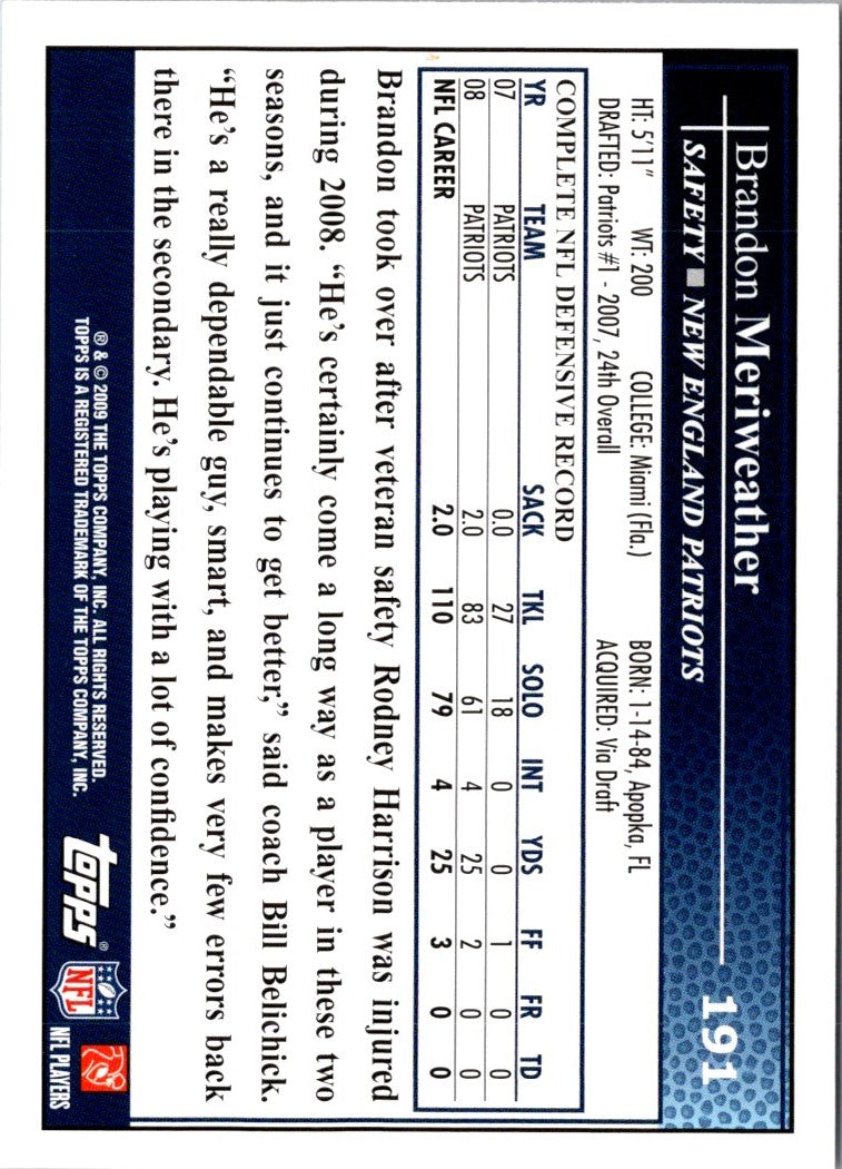 2009 Topps Brandon Meriweather