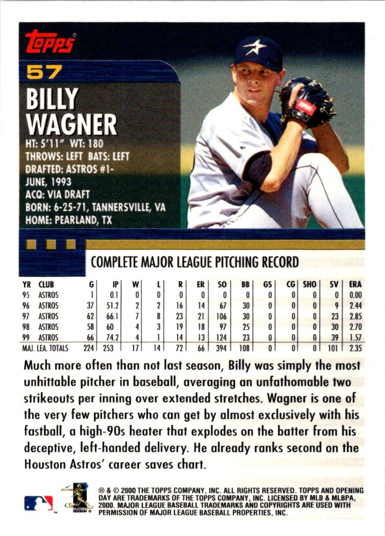 2000 Topps Opening Day Billy Wagner