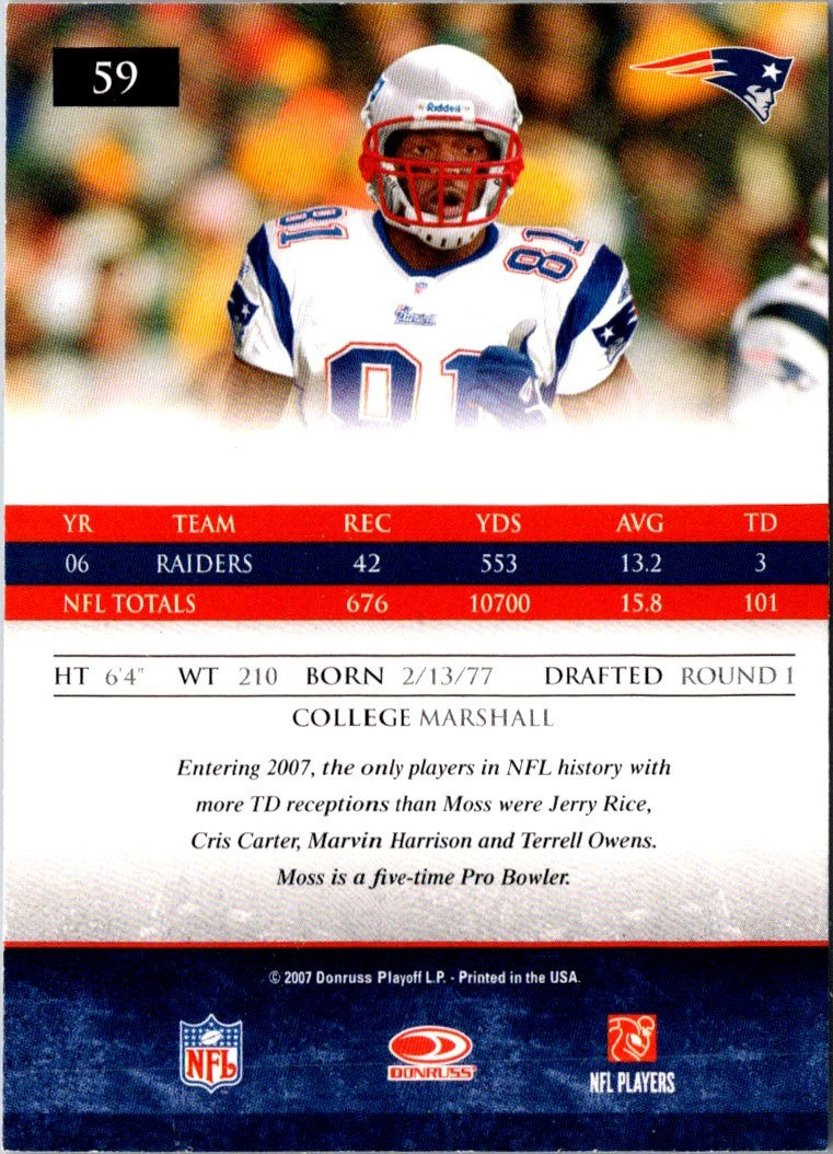 2007 Donruss Gridiron Gear Randy Moss