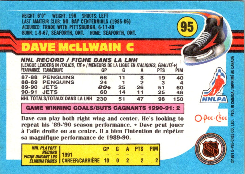 1991 O-Pee-Chee Dave McLlwain