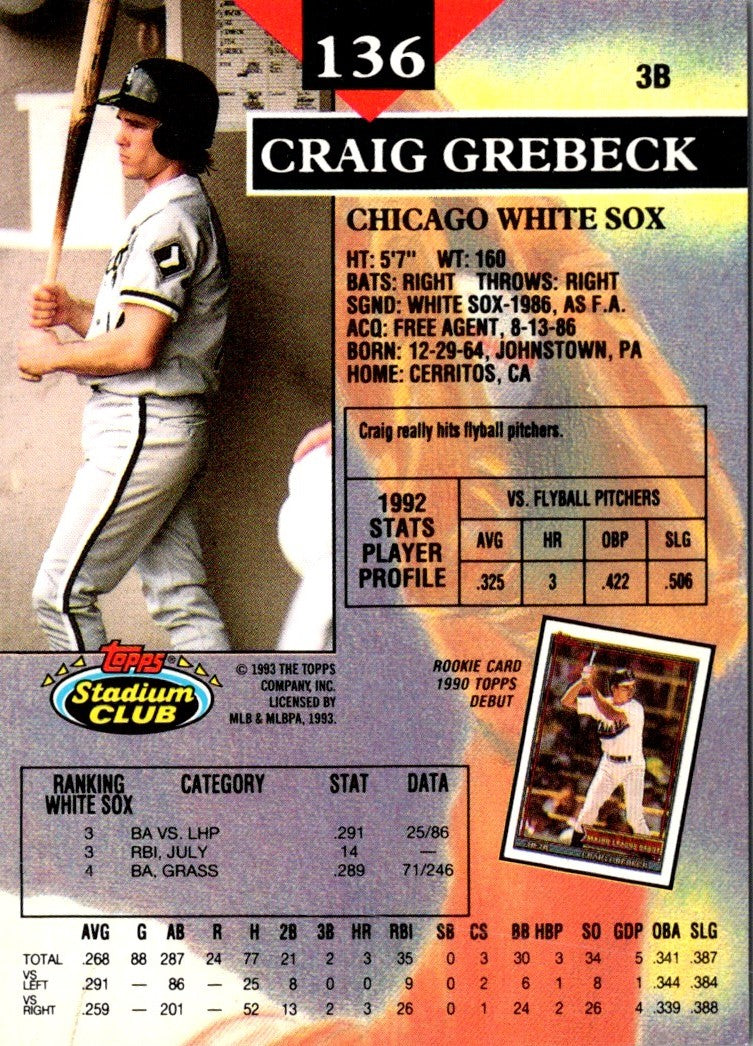 1993 Stadium Club Craig Grebeck