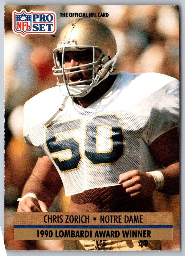 1991 Pro Set Chris Zorich #33 Rookie