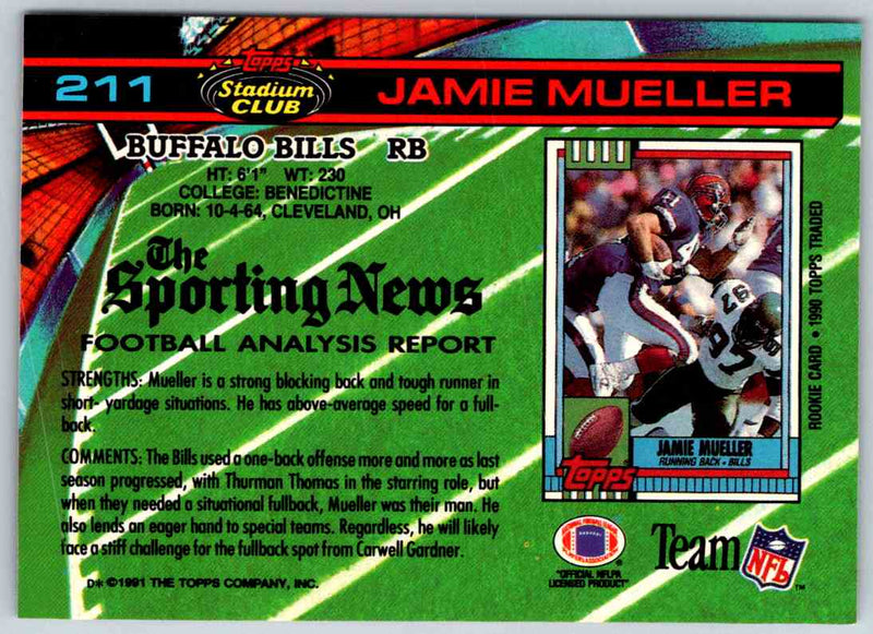 1991 Topps Stadium Club Football Jamie Mueller
