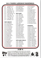 2011 Topps Lineage Checklists Checklist #2