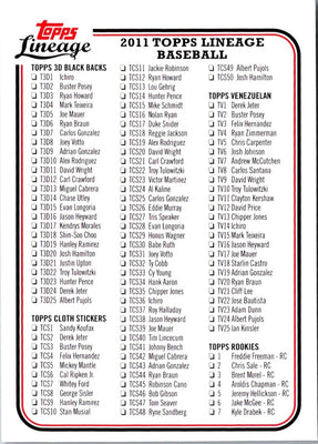 2011 Topps Lineage Checklists Checklist #2