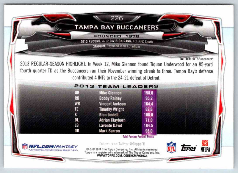 2014 Topps Tampa Bay Buccaneers